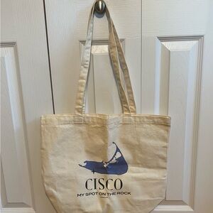 🍀Nantucket Cisco Cream Canvas Tote with Subtle Graphic